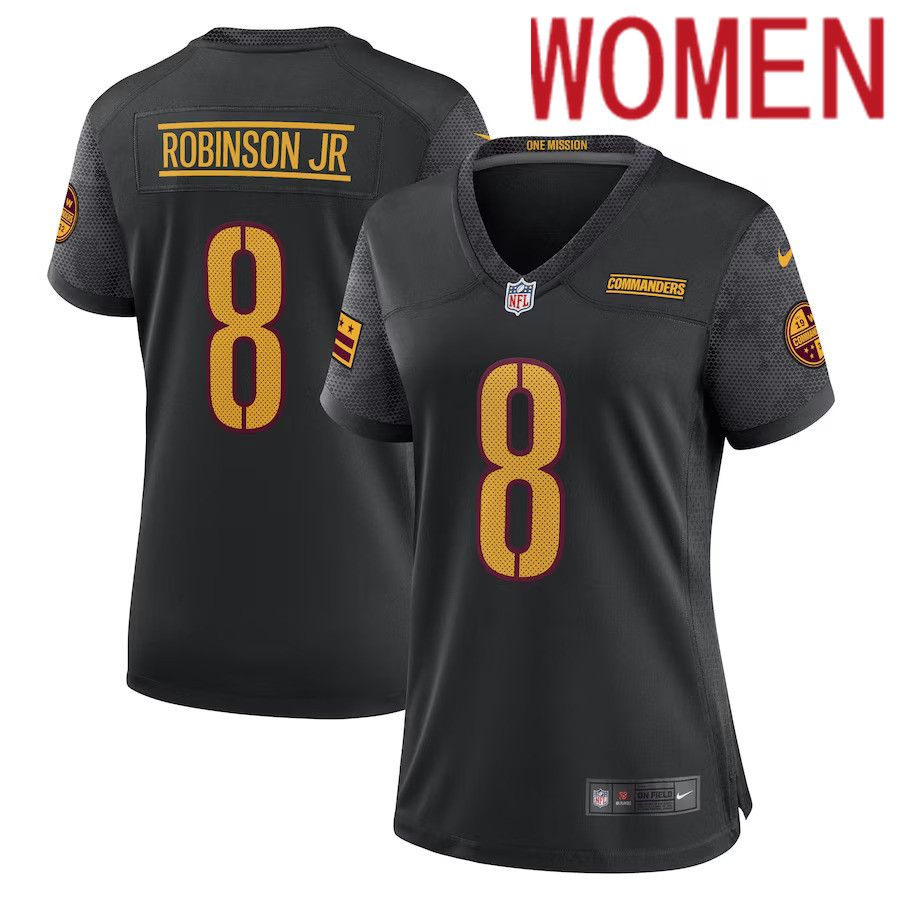 Women Washington Commanders 8 Brian Robinson Jr. Nike Black Alternate Game NFL Jersey